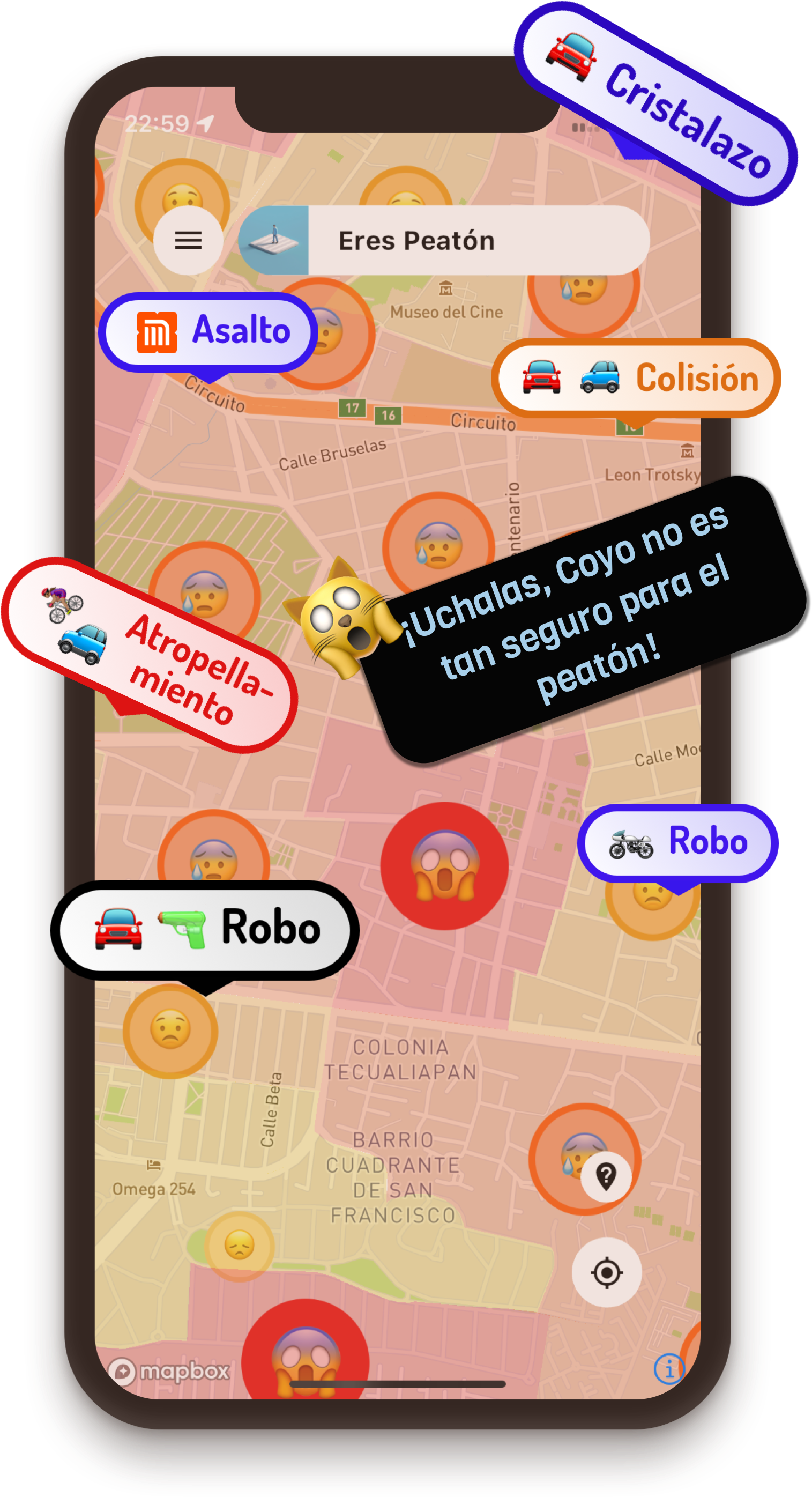 Así, los tipos de riesgos que hay en la CDMX, mostrados en Barrios CDMX